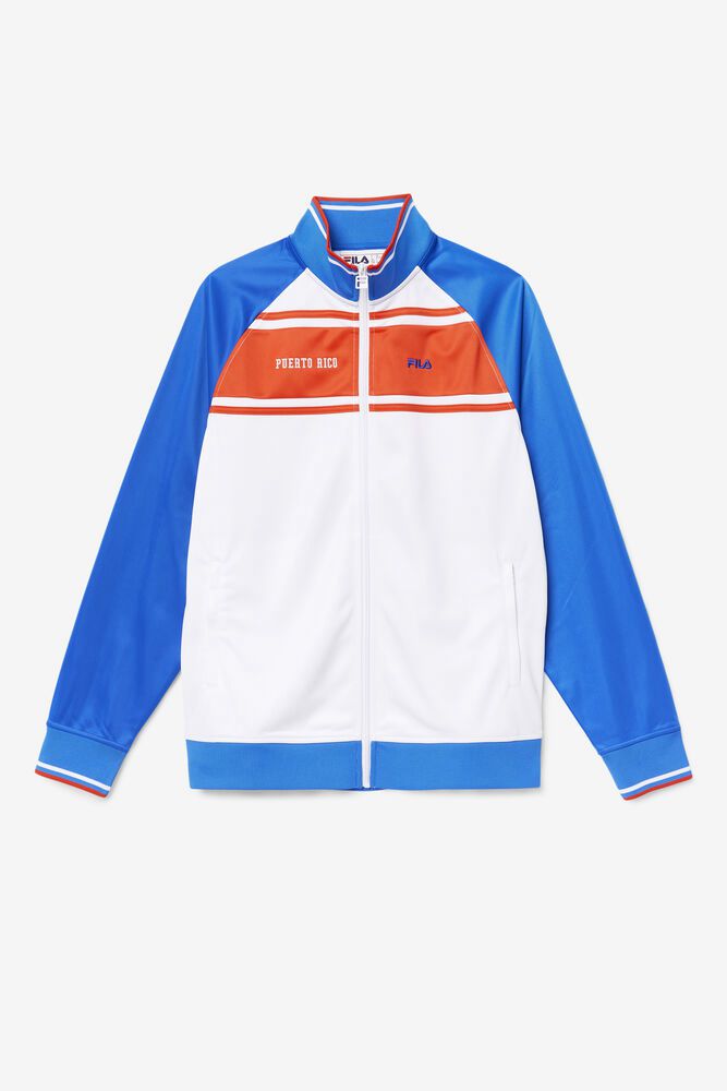 Fila Puerto Rico Track White/Blue Jacket Mens - NZ 32481-JTMK